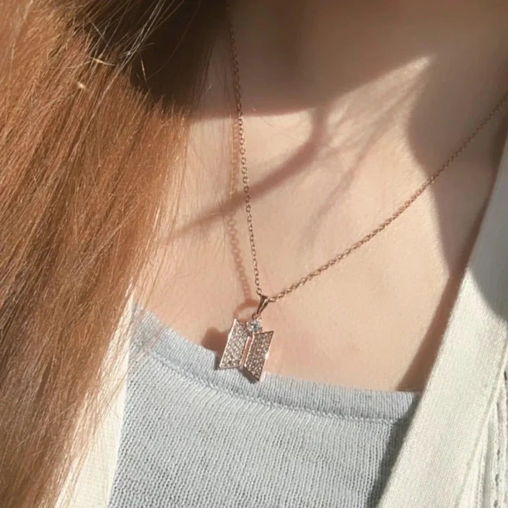BTS Logo Diamond Necklace & Earrings 💎