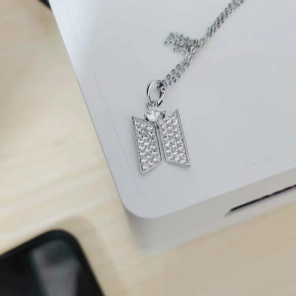 BTS Logo Diamond Necklace & Earrings 💎